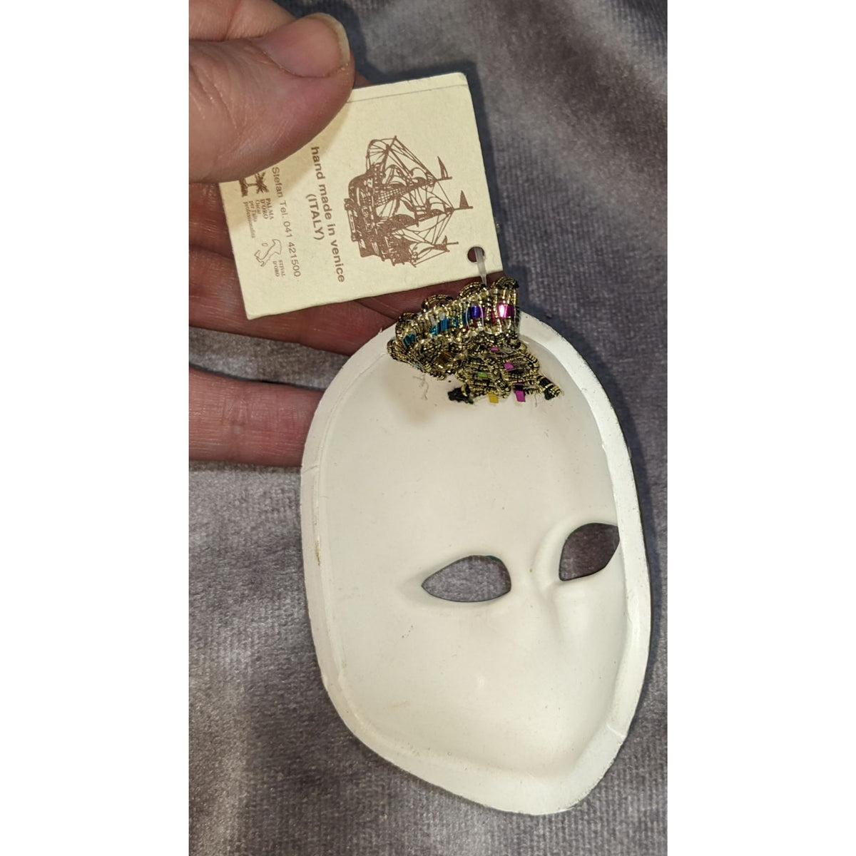 Handmade Venice Venetian Masquerade Galleon Mask Italian Gold Glitter Mini Decor