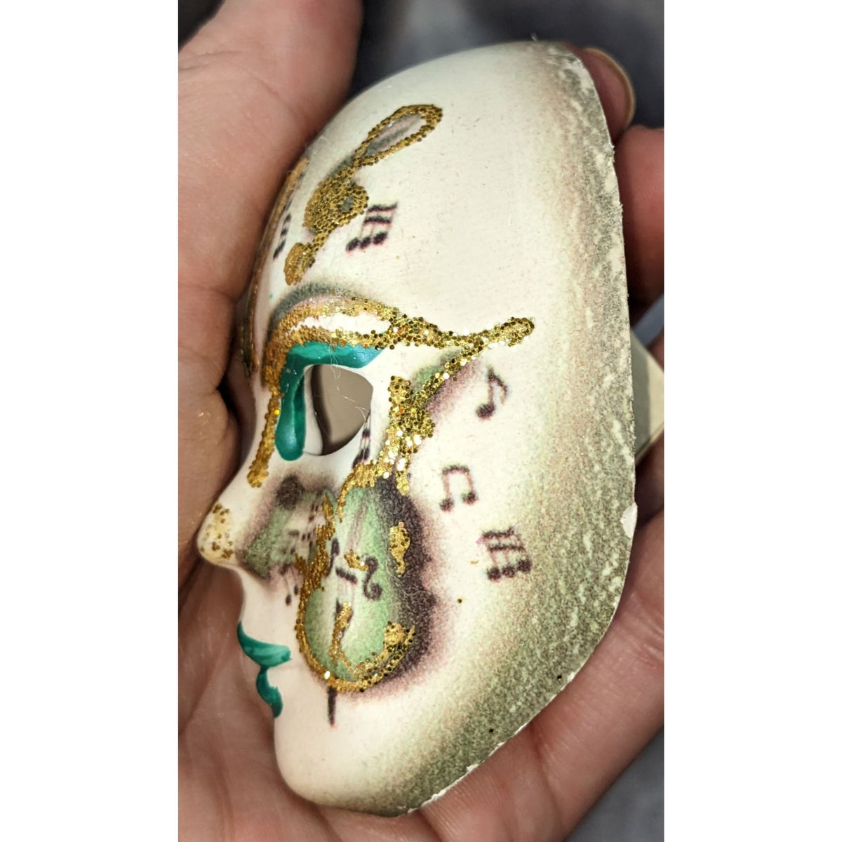 Handmade Venice Venetian Masquerade Galleon Mask Italian Gold Glitter Mini Decor