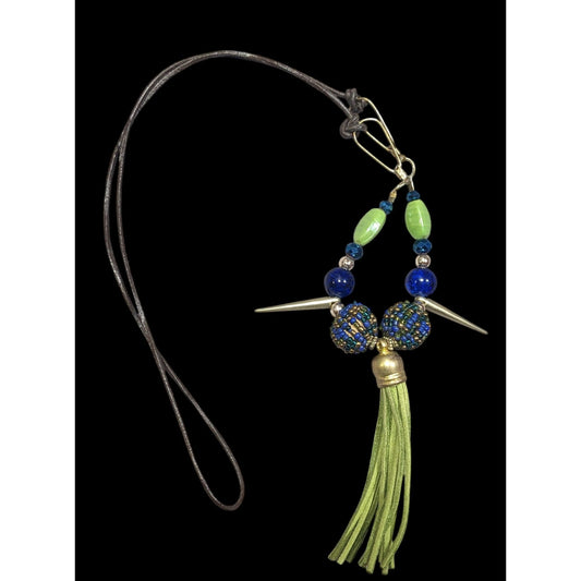 Bohemian Abstract Blue And Green Statement Necklace