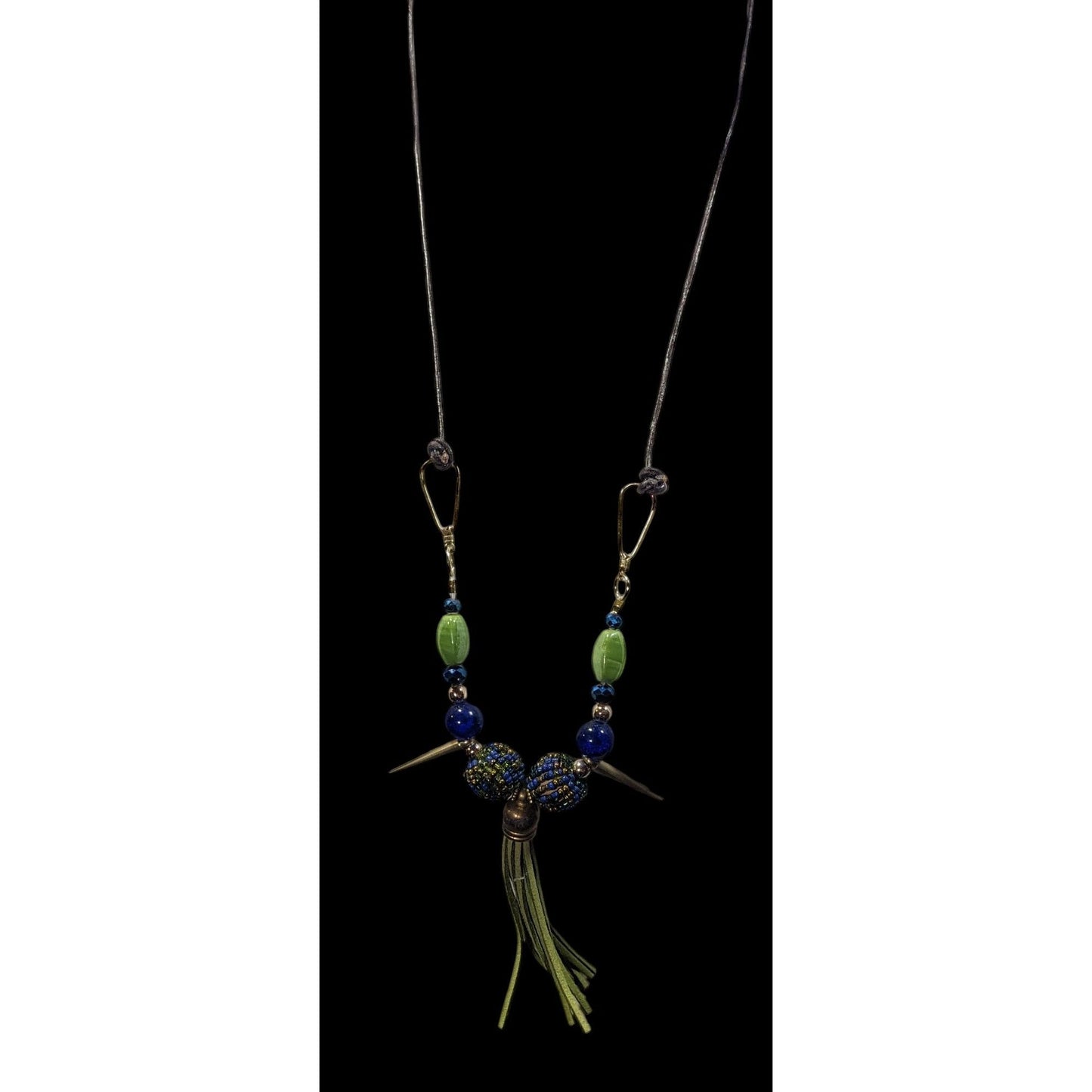 Bohemian Abstract Blue And Green Statement Necklace