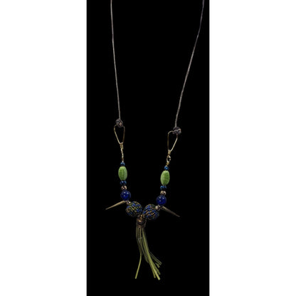 Bohemian Abstract Blue And Green Statement Necklace