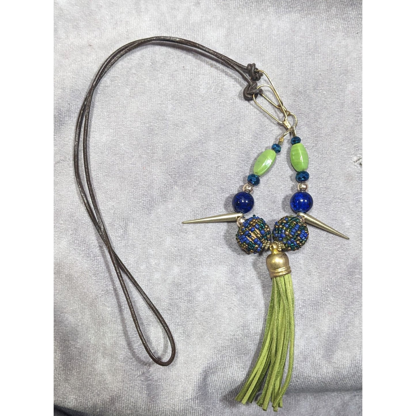 Bohemian Abstract Blue And Green Statement Necklace