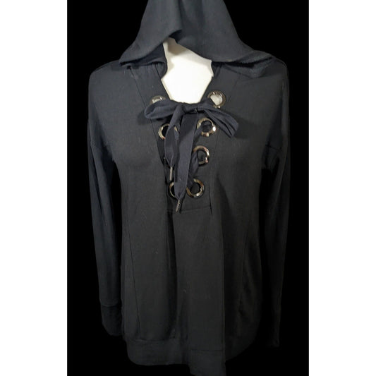 Neiman Marcus Gothic Chunky Lace Neck Hooded Top Size Small