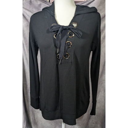 Neiman Marcus Gothic Chunky Lace Neck Hooded Top Size Small