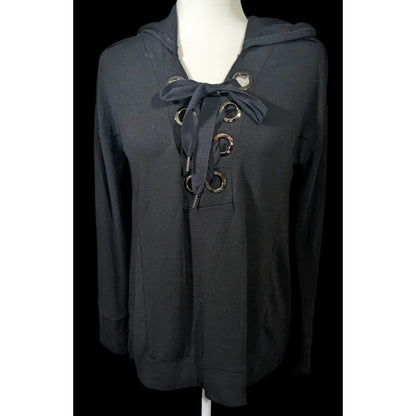 Neiman Marcus Gothic Chunky Lace Neck Hooded Top Size Small