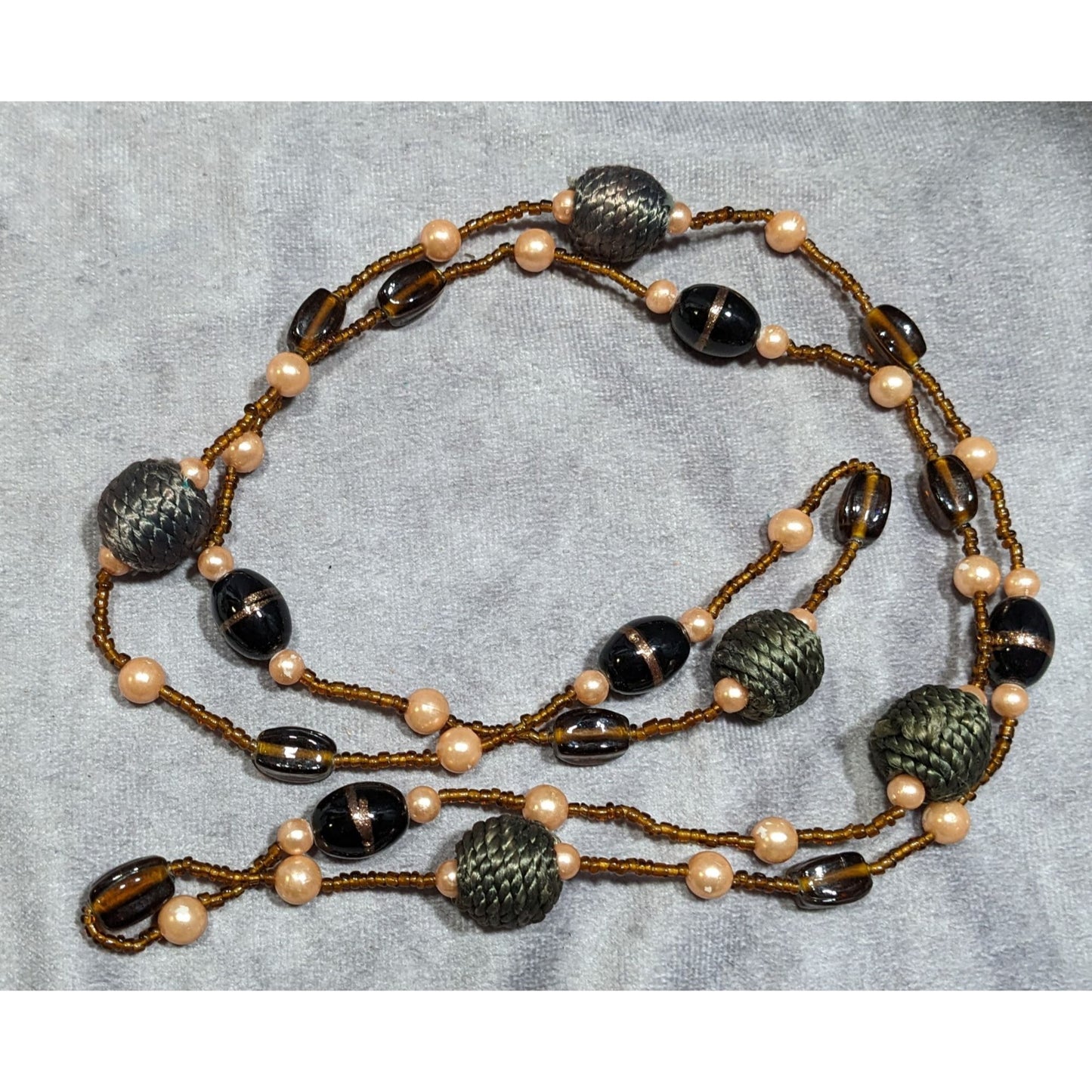 Earthy Glass And Faux Pearl Beaded Necklace