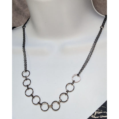 Gunmetal Circle Link Necklace Minimalist Geometric Chain Statement Necklace