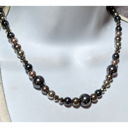 Roman Metallic Faux Pearl Beaded Necklace