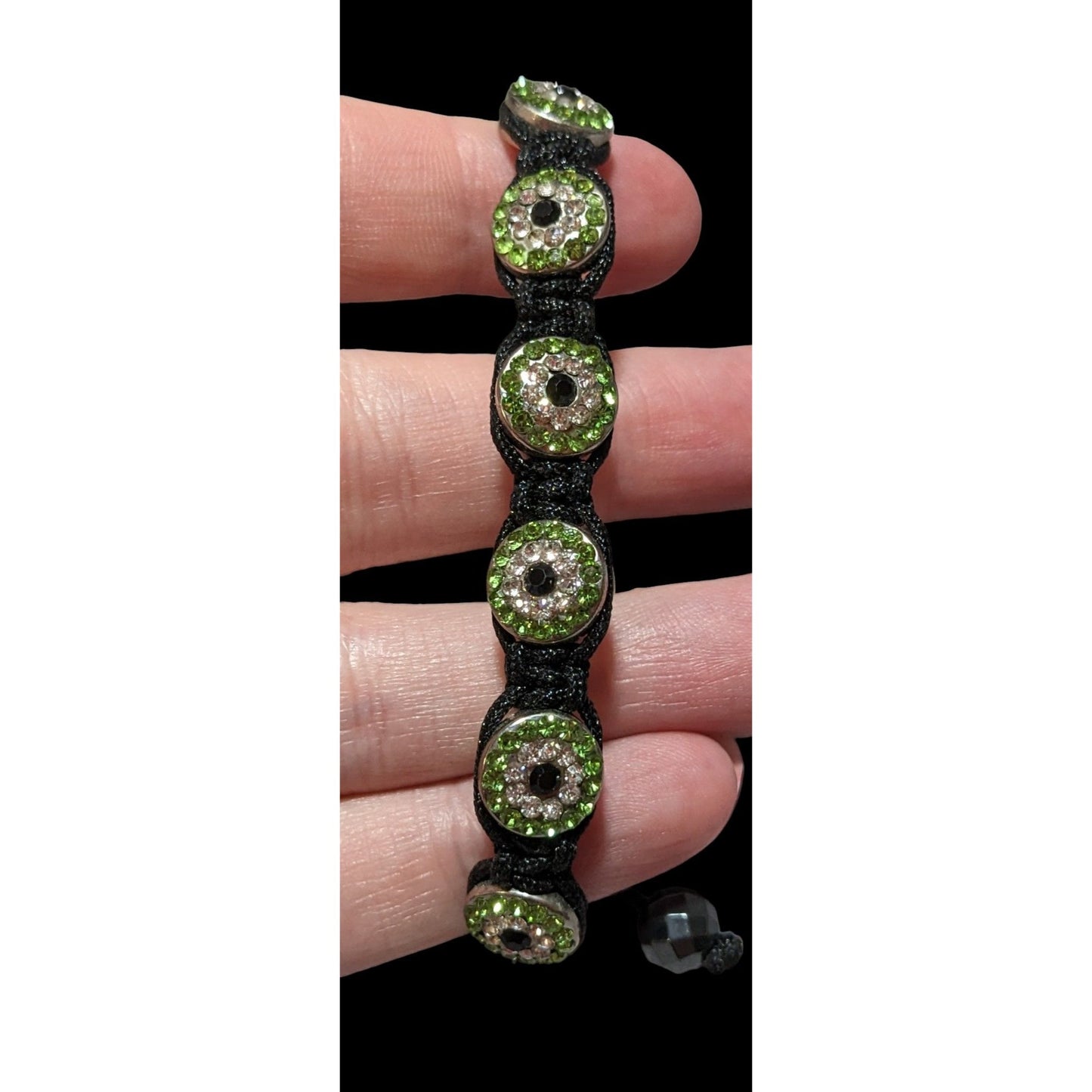 Kalifano Peridot Crystal Evil Eye Shamballa Bracelet