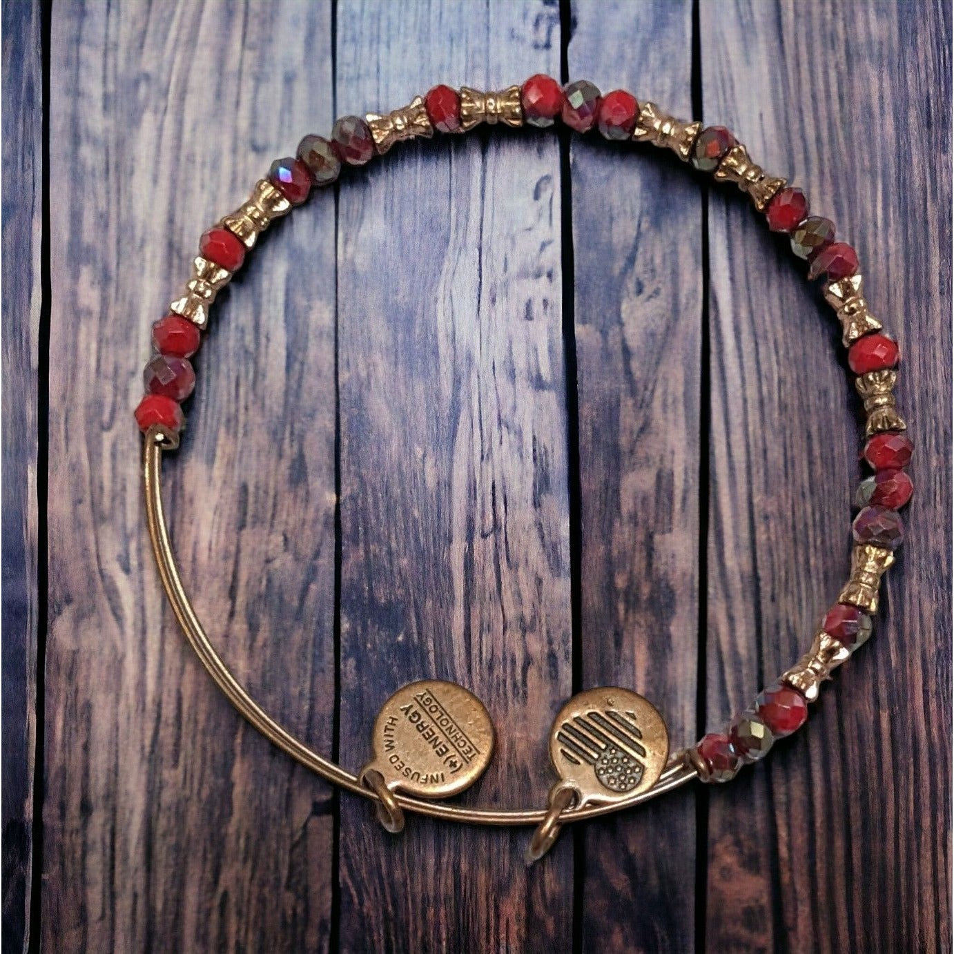 Alex And Ani Red And Gold Beaded Bracelet