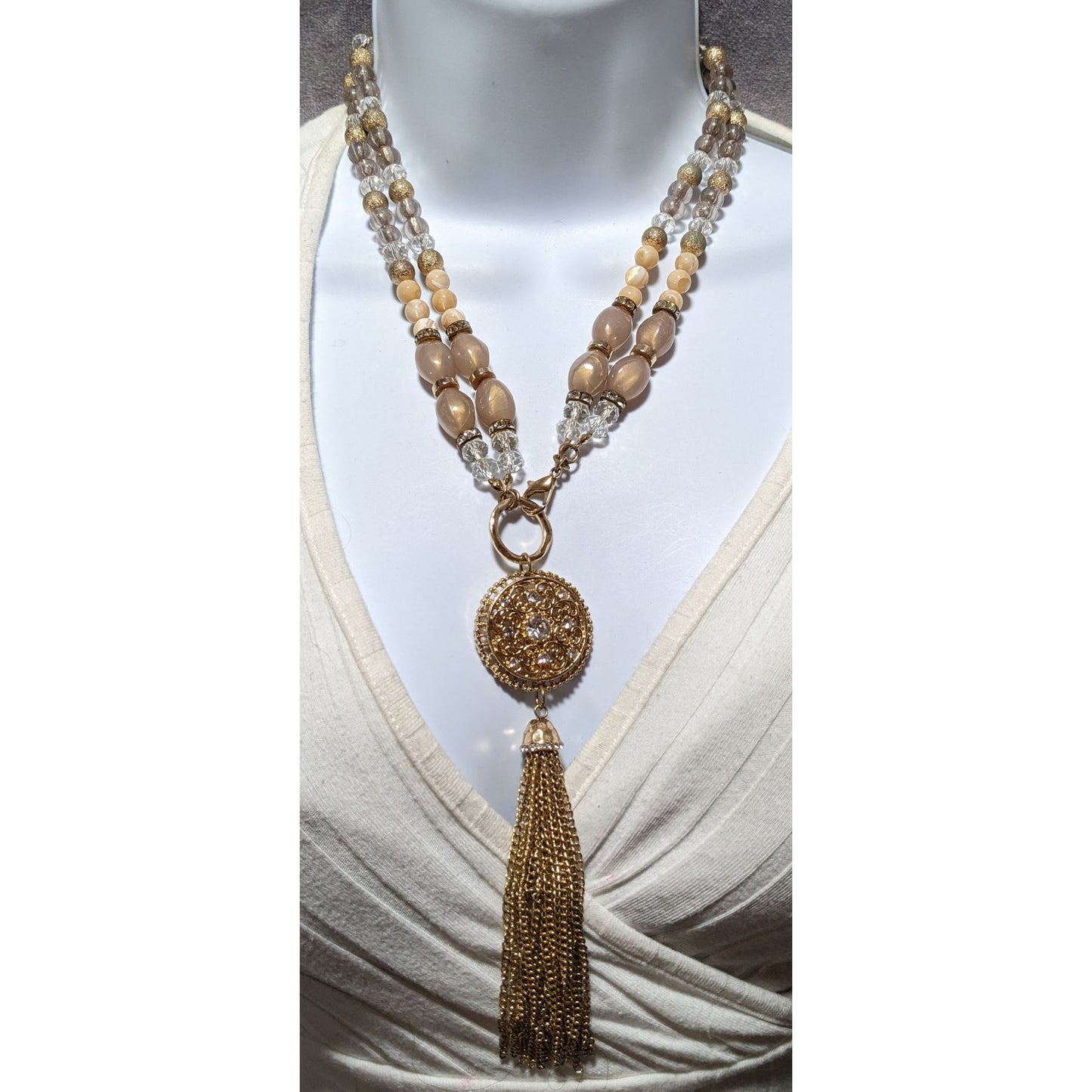 Beaded Glam Tassel Necklace