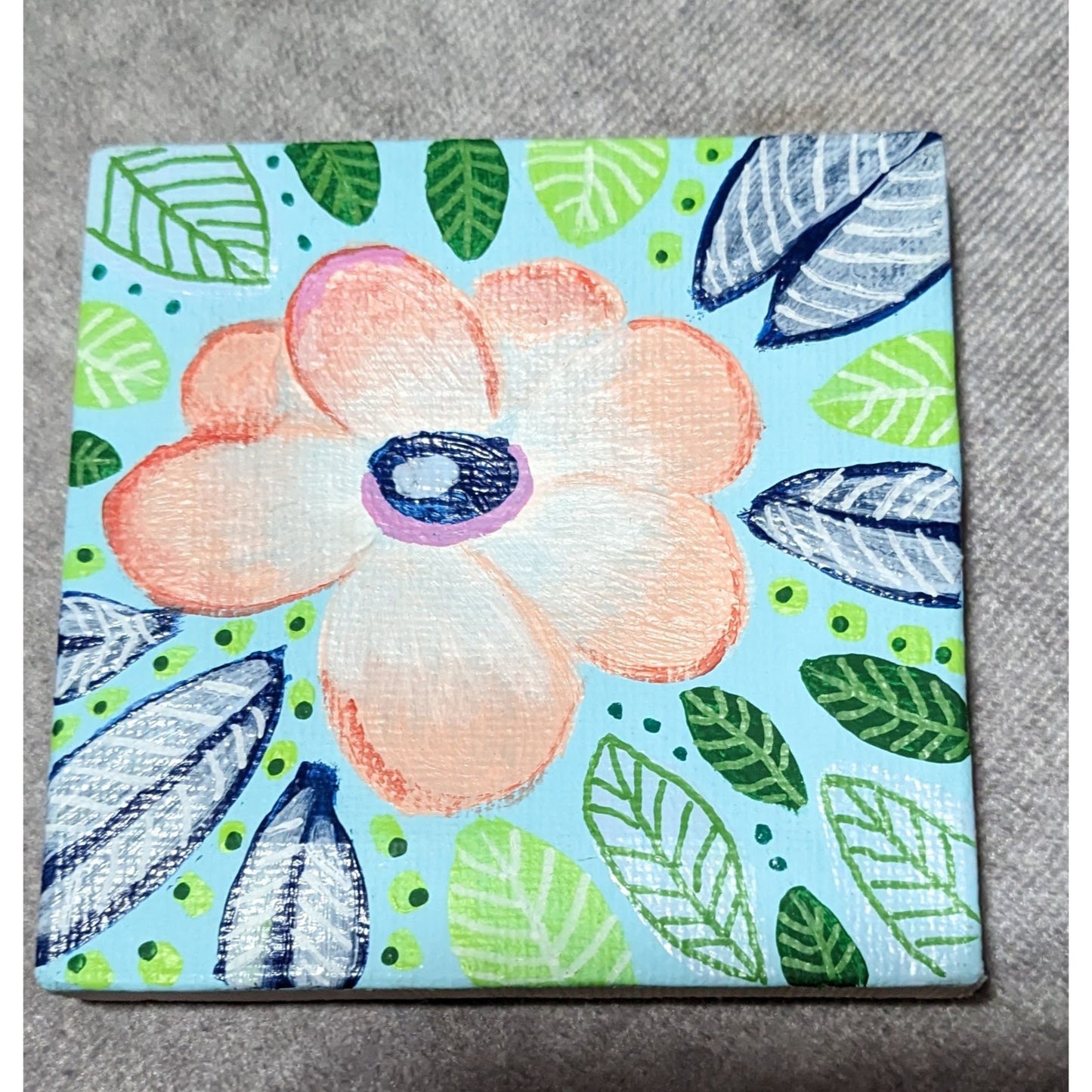 Hand Painted Floral Mini Canvas  Painting