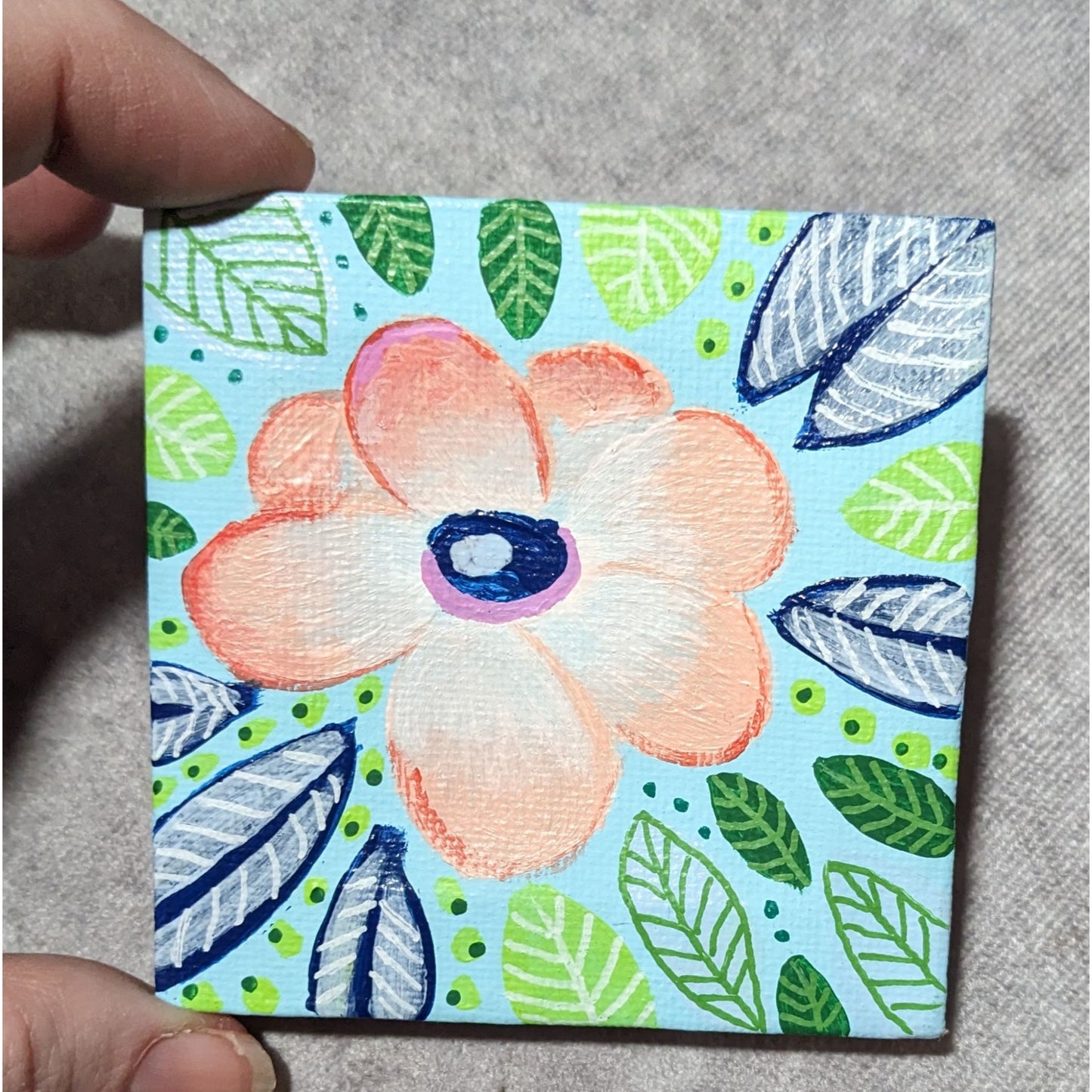 Hand Painted Floral Mini Canvas  Painting