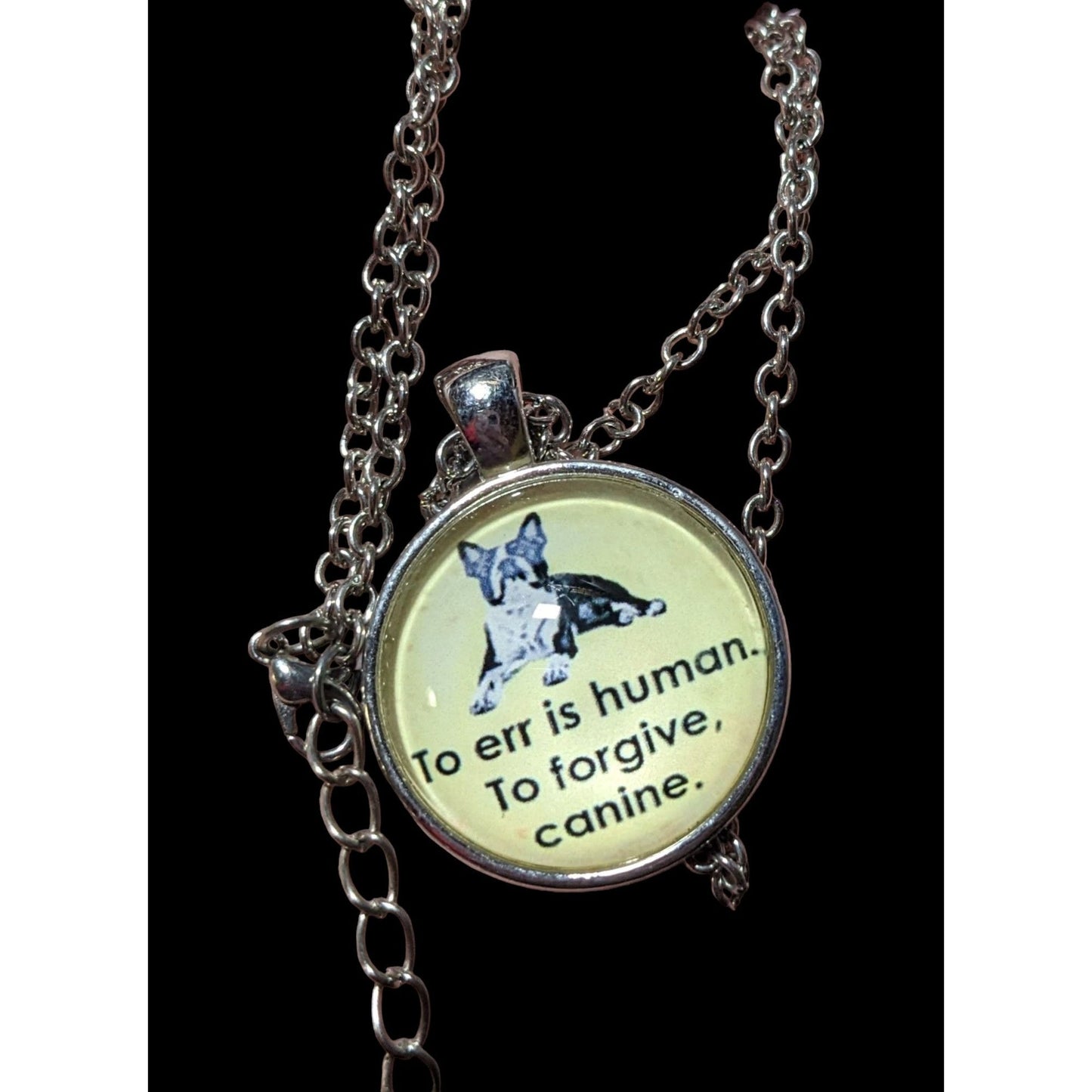 Yellow And Silver Dog Lover Pendant Necklace