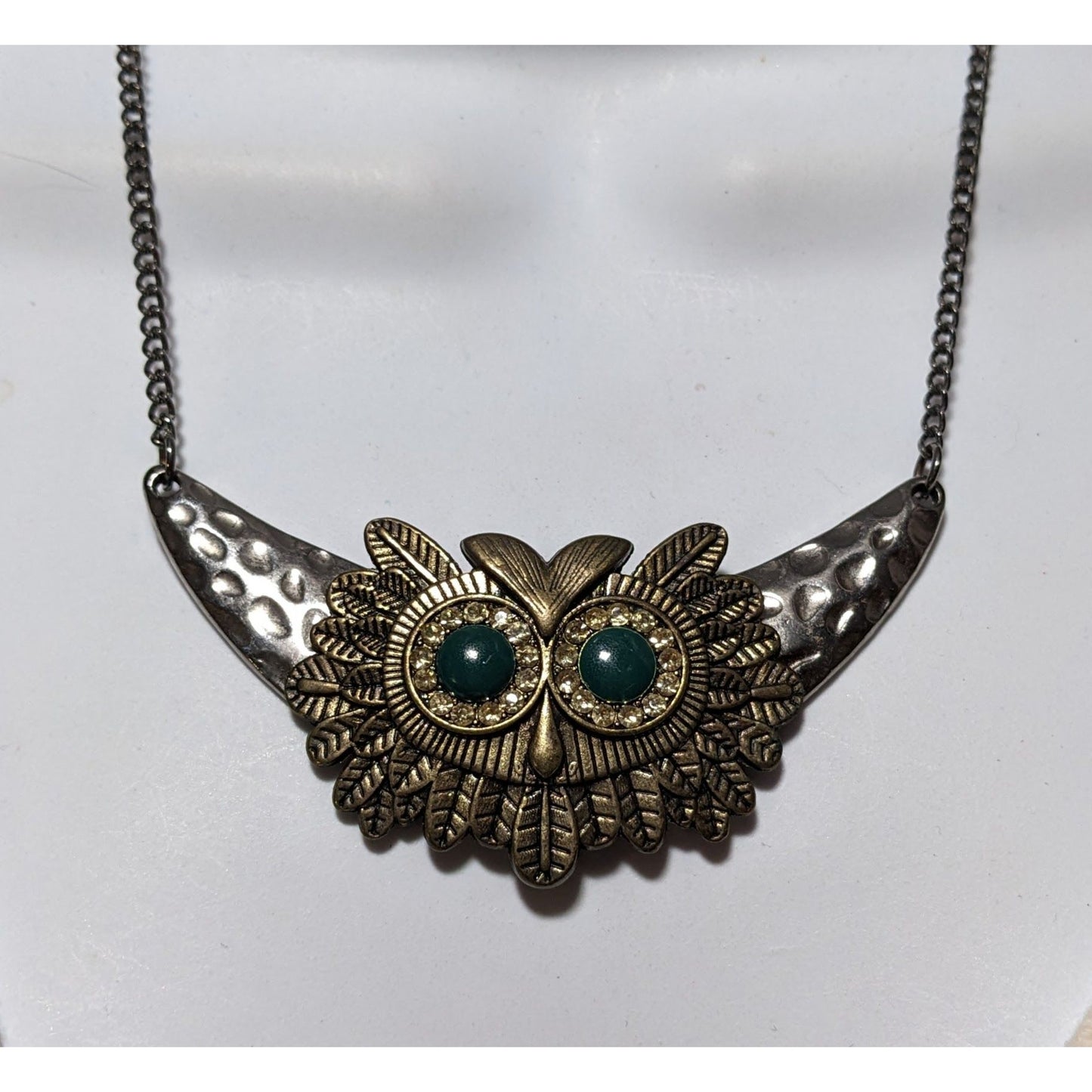 Steampunk Rhinestone Owl Necklace