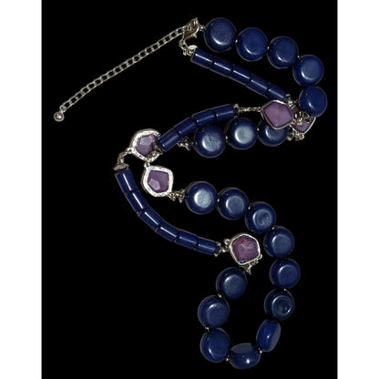 Chico's Blue And Purple Beaded Statement Necklace