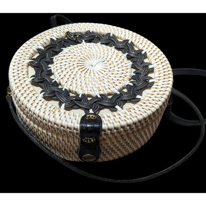 Retro Round Woven Rattan Crossbody Purse