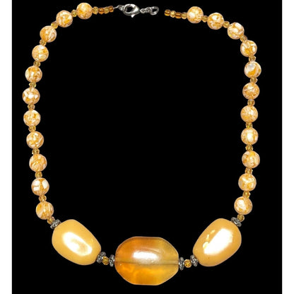 Retro Orange Cream Chunky Beaded Necklace