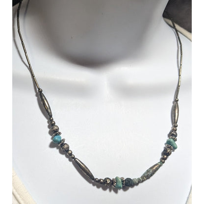 Silver Turquoise Beaded Necklace