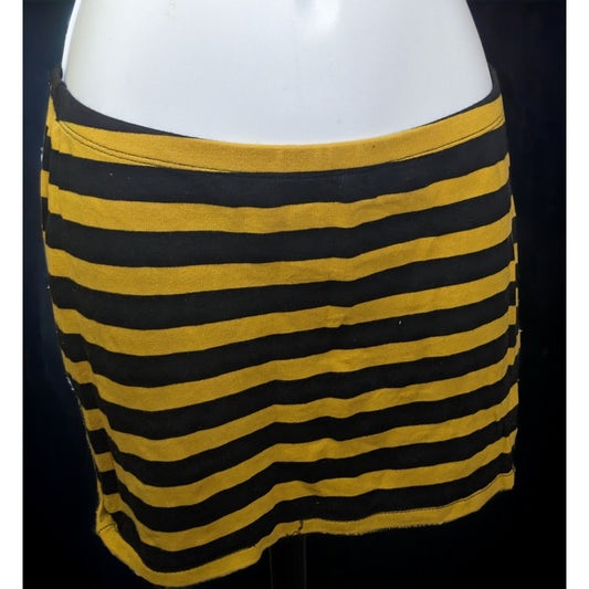 Forever 21 Black And Yellow Striped Mini Skirt