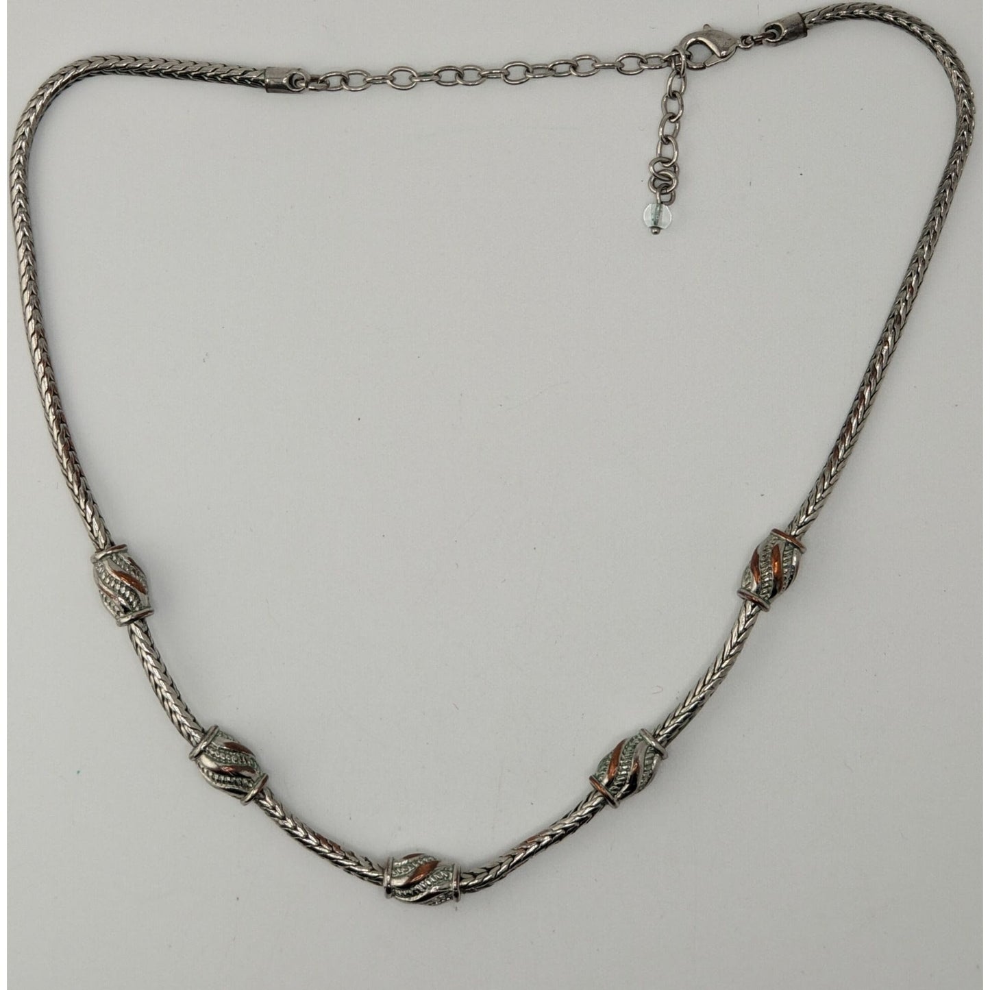Vintage Snake Chain Necklace Ornate Stations | Silver Tone Elegant Statement Jewelry