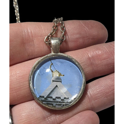 Blue And White Statue Photo Pendant Necklace