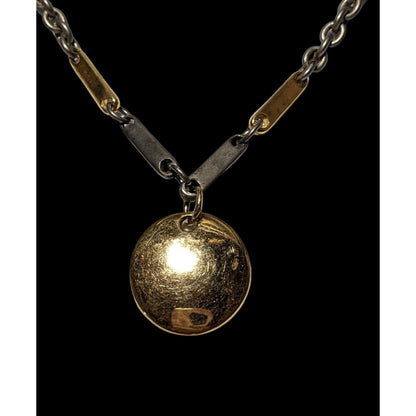 Funky Silver And Gold Pendant Necklace