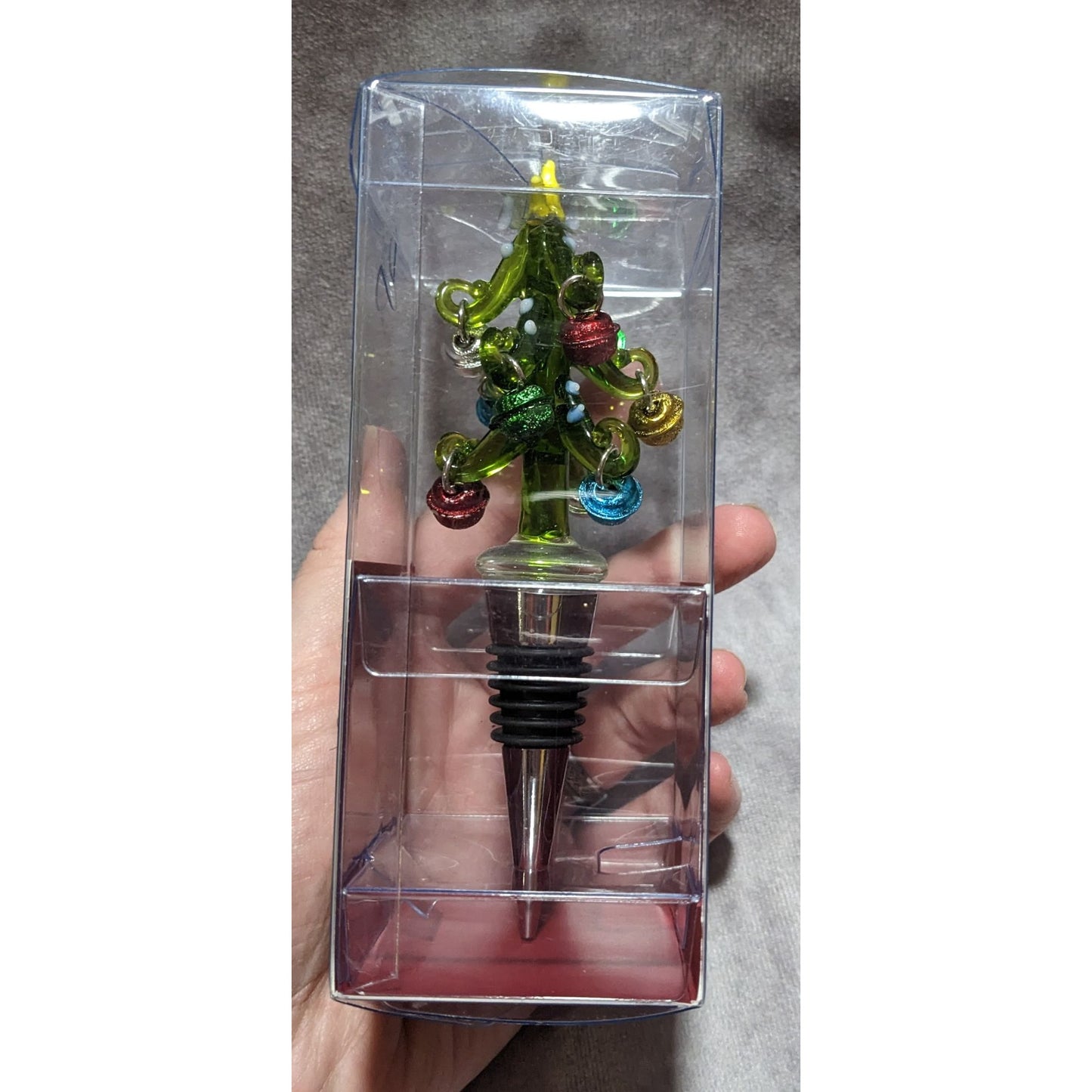 Legacy And Main Art Glass Christmas Tree Bottle Topper