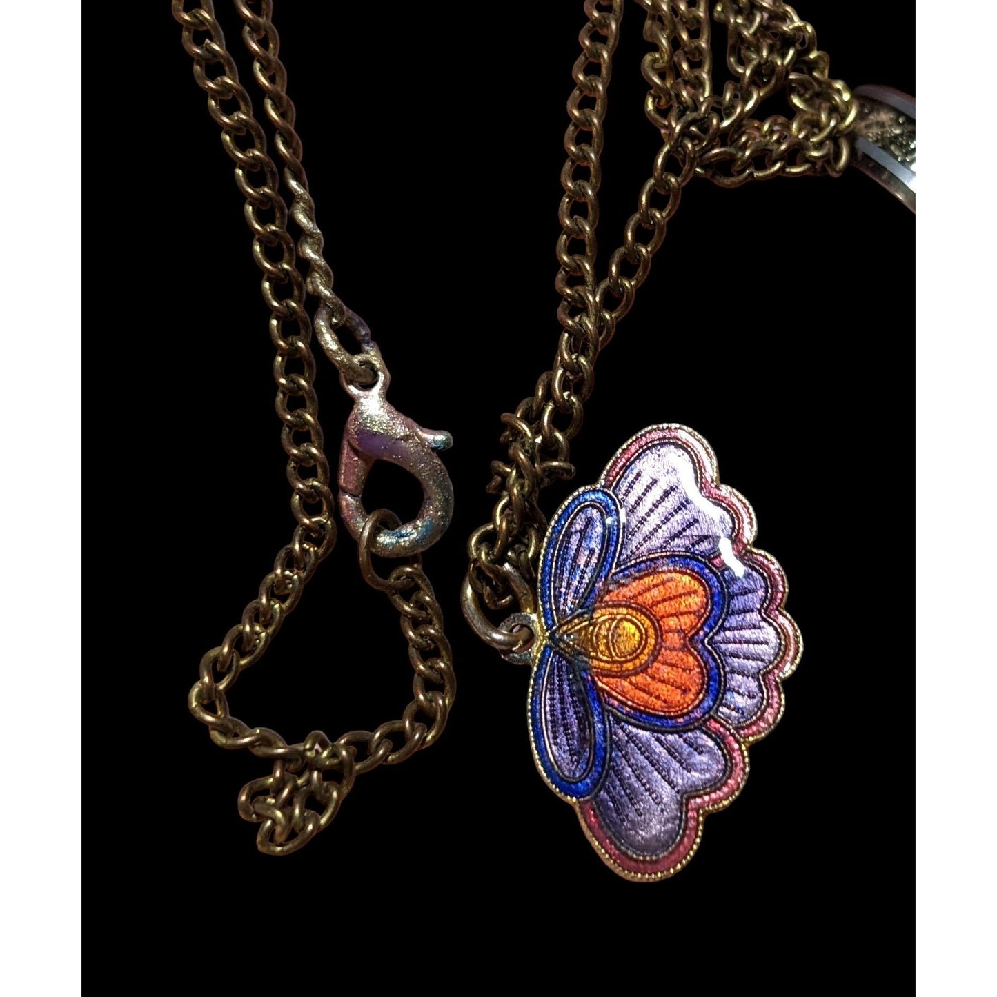 Purple Cloissone Moth Necklace