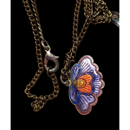 Purple Cloissone Moth Necklace