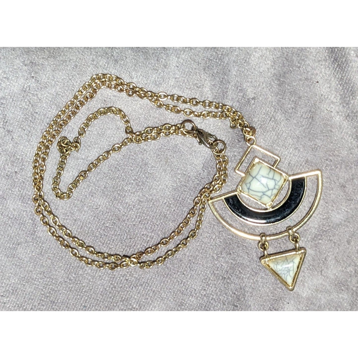 Modern Geometric Abstract Gemmed Pendant Necklace