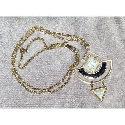 Modern Geometric Abstract Gemmed Pendant Necklace