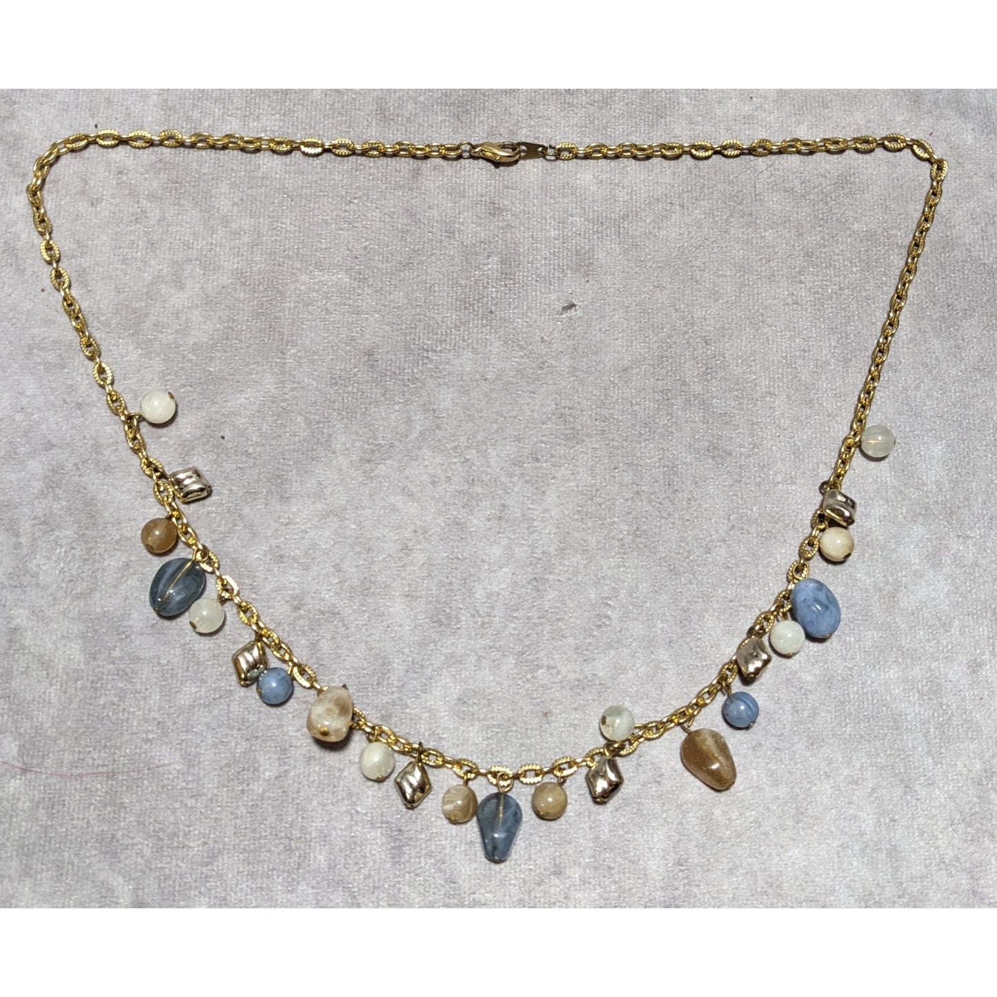 Earthy Sky Beaded Charm Necklace