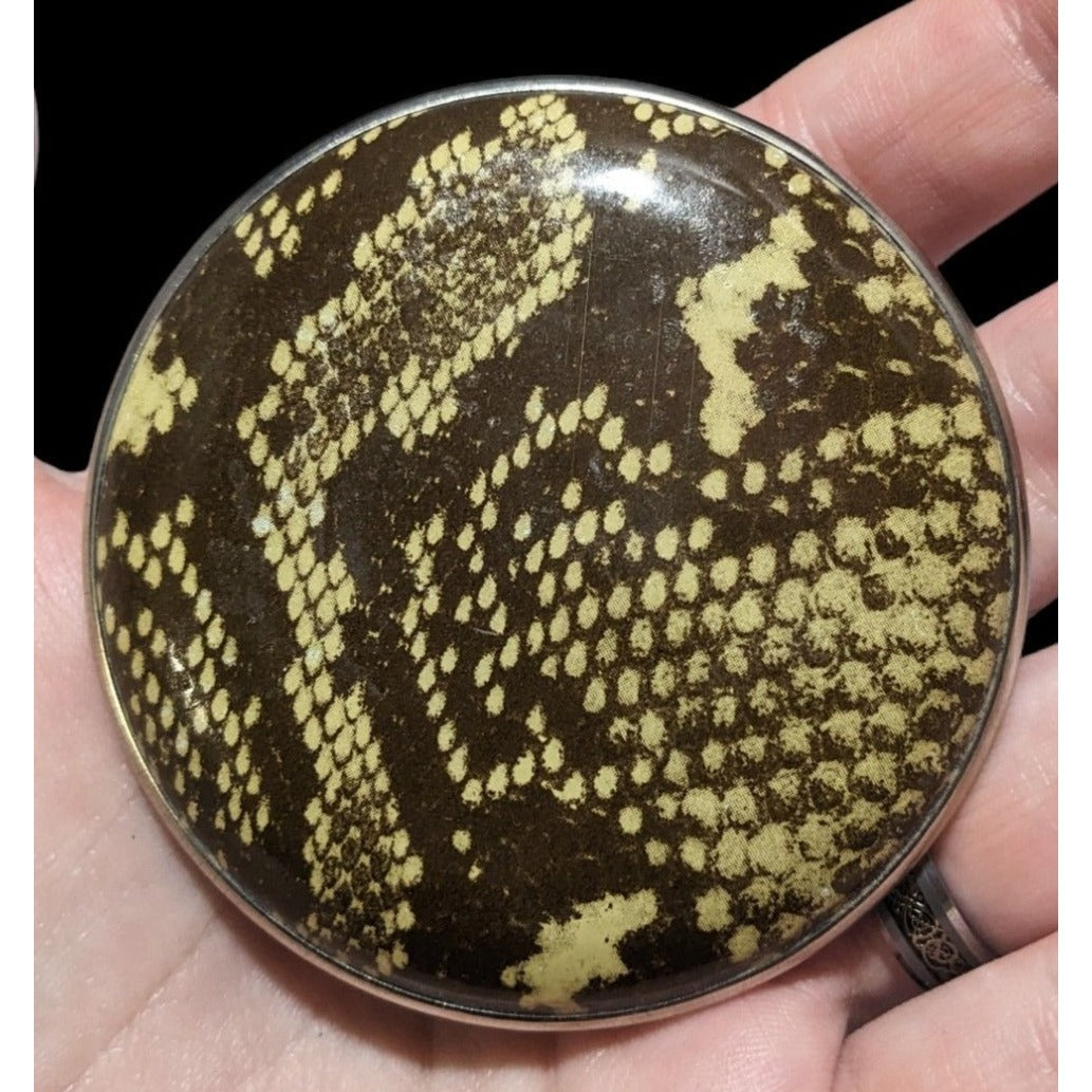 Vintage Snake Print Victorian Picture Powder Compact