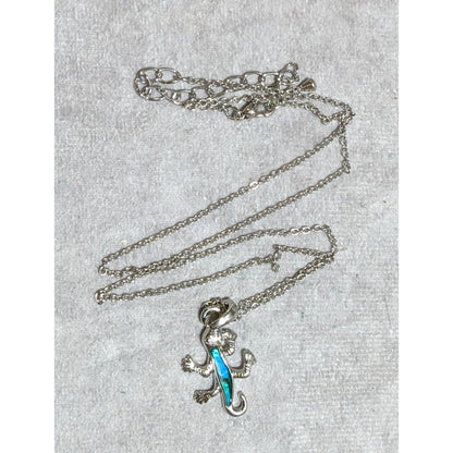 Vintage 90s Blue Shell Salamander NEcklace