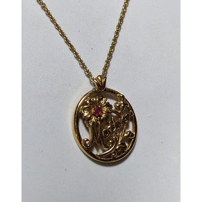 Vintage Avon Mother Floral Pendant Necklace