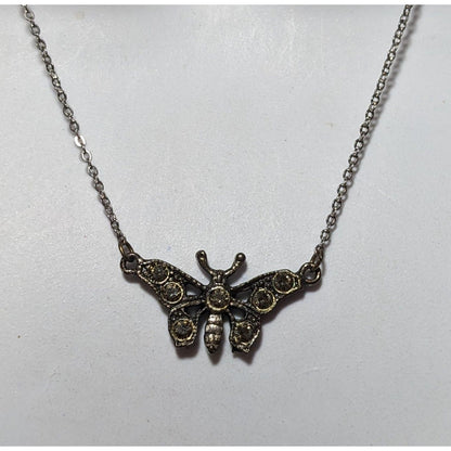 Vintage 90s Butterfly Rhinestone Necklace