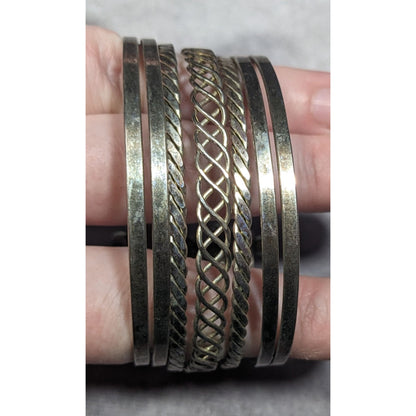 Braided Multilayer Silver Tone Cuff Bracelet