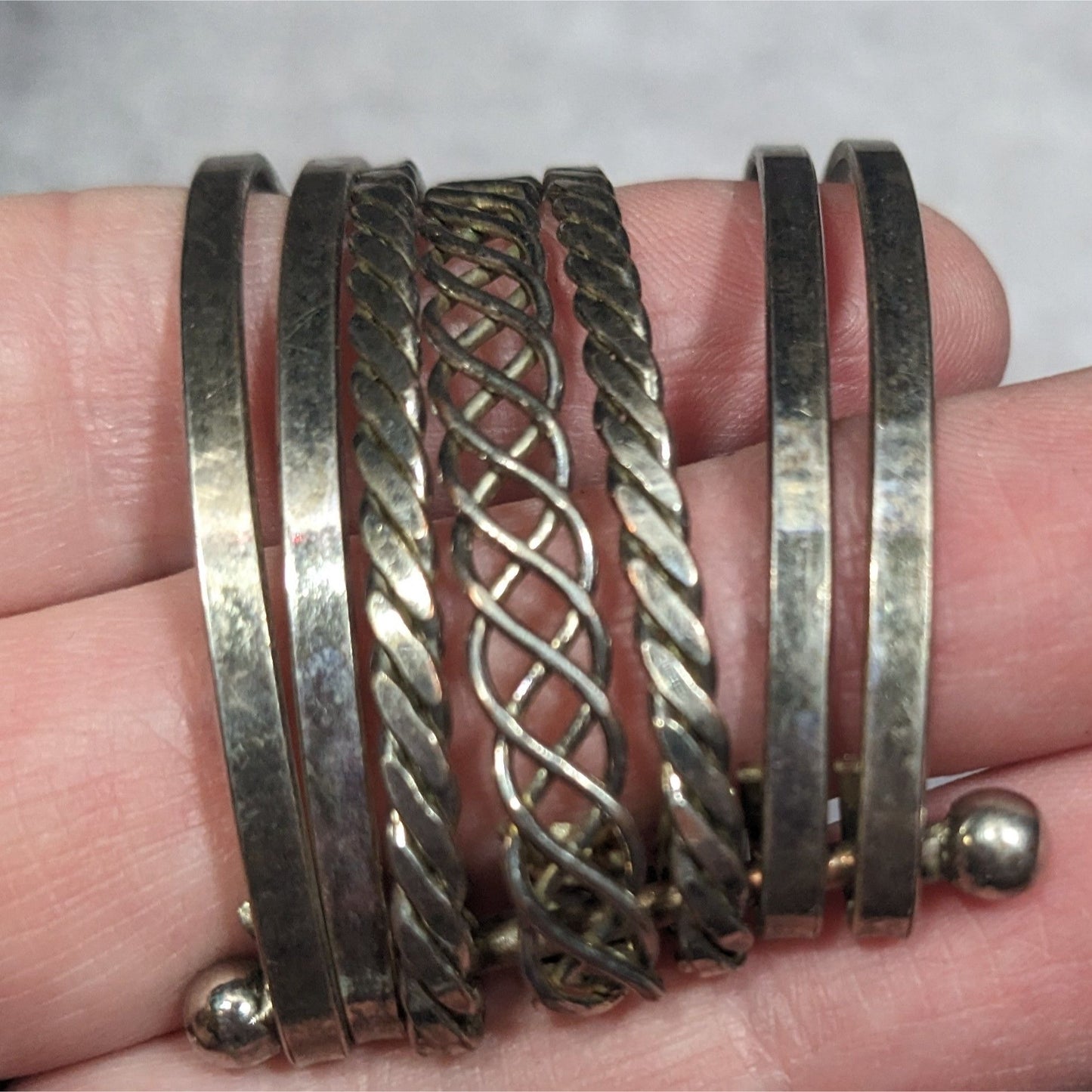 Braided Multilayer Silver Tone Cuff Bracelet