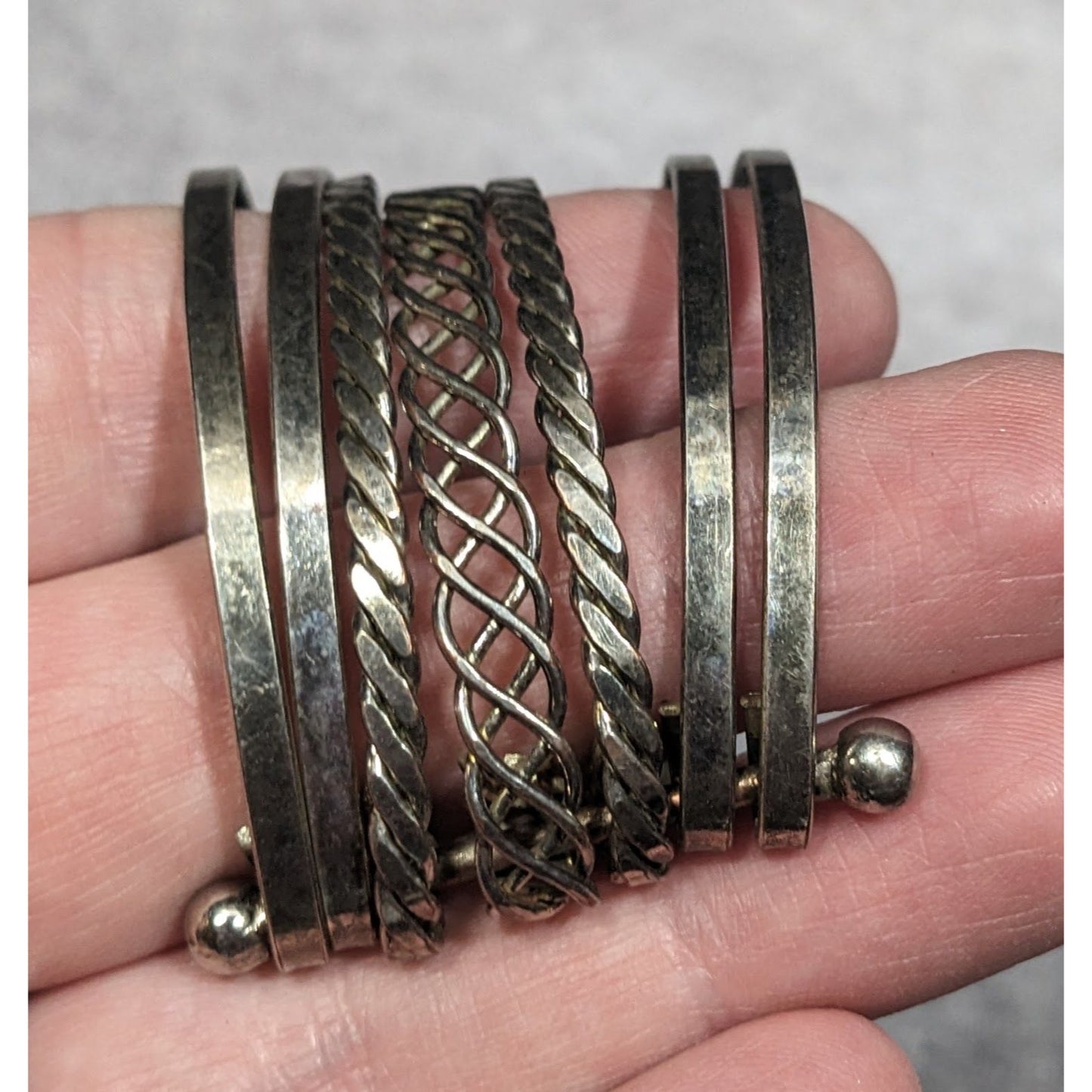 Braided Multilayer Silver Tone Cuff Bracelet