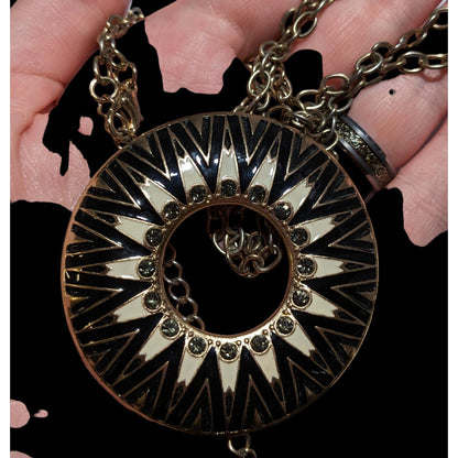 Vintage Boho Chic Sunburst Pendant Necklace