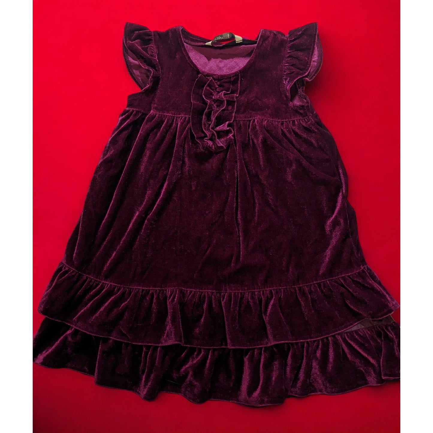 Old Navy Berry Velour Ruffle Dress