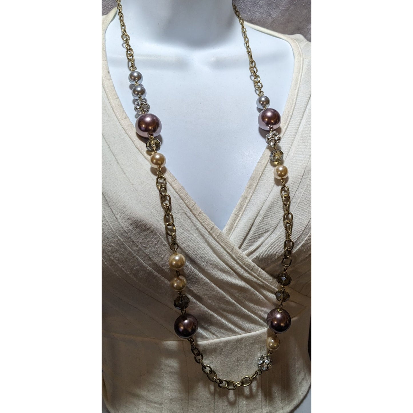 Glam Pearl Ann Taylor Loft Chain Beaded Necklace