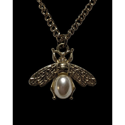 Gold Pearl Bee Necklace