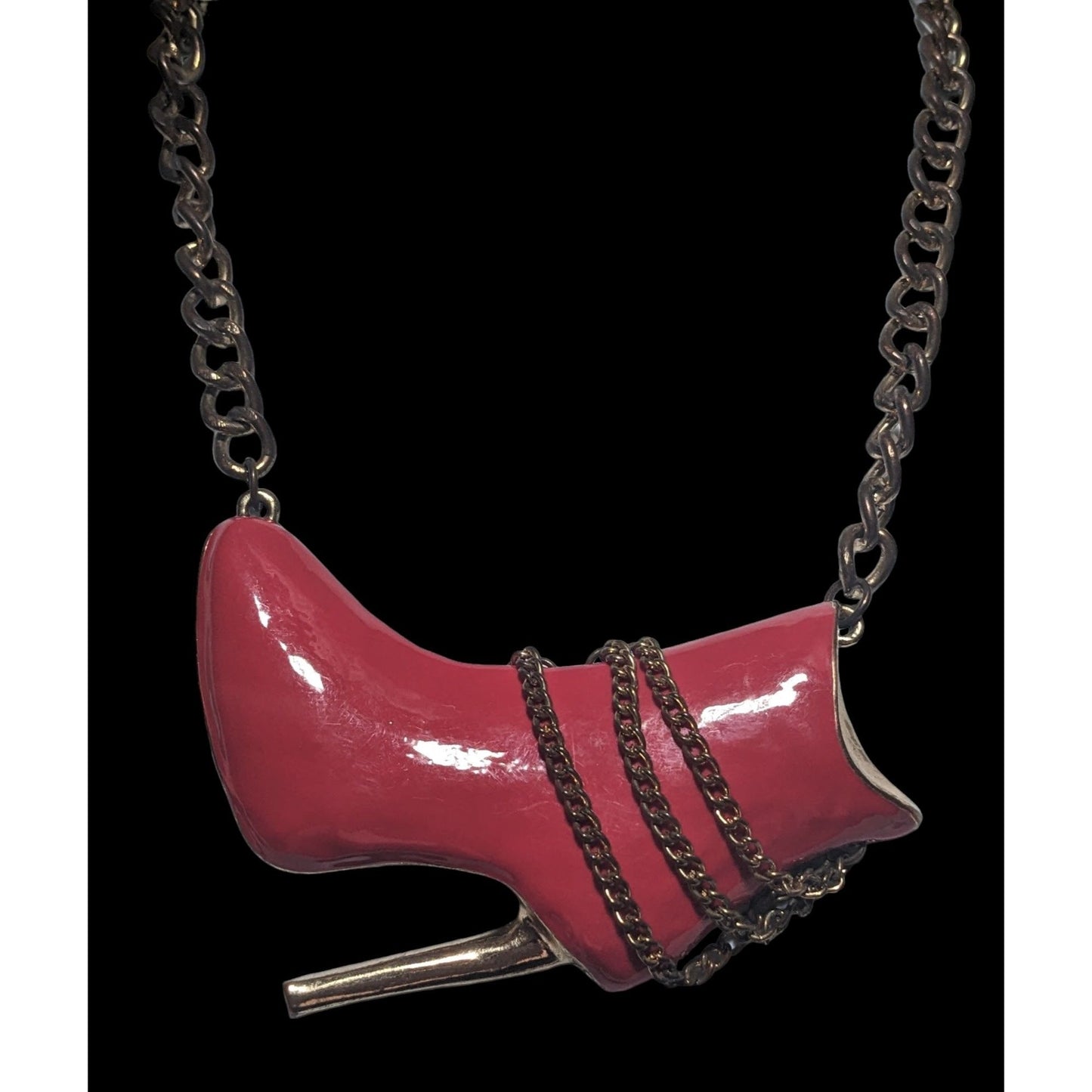 Red High Heel Chain Boot Pendant Necklace