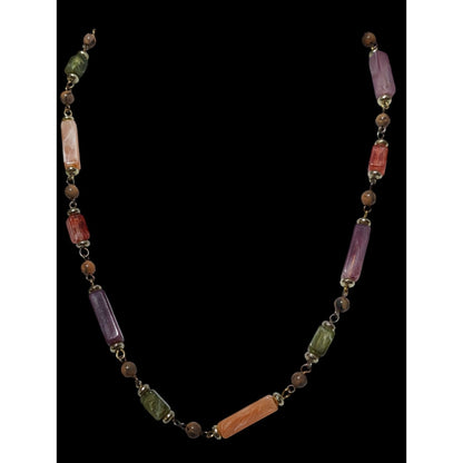 Vintage Rainbow Faux Agate Beaded Necklace