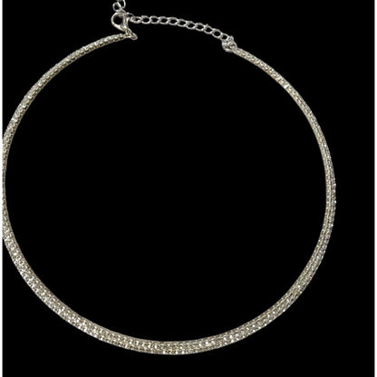 Claire's Y2K Silver Rhinestone Collar Necklace