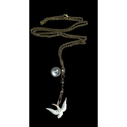 AEA Retro Flying Bird Initial Charm Necklace