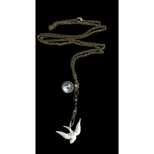 AEA Retro Flying Bird Initial Charm Necklace