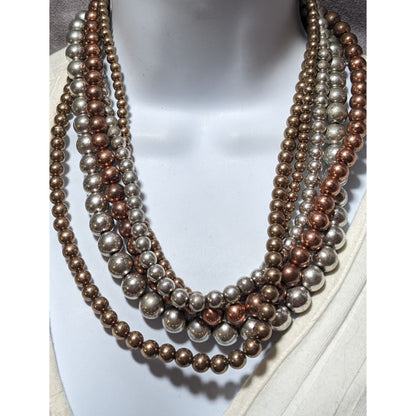 Hollow Metal Multilayer Beaded Necklace